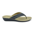 Light & Easy Black Pu Synthetic Rance Toe-Post Sandal for Women. 