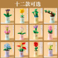 Lele Brothers Building Block Flower Series 8814 Potted Fleshy Bouquets Children's Assembled Toy Roses June 1 Gift. 