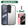 Infinix Hot 60 Pro Plus Frosted Shockproof Phone Case 3 in 1 Infinix Hot 60 Pro 60i 60 Pro+ Clear Protective Cover with Tempered Glass Screen Protector and Lens Film. 