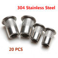 Panda Online 20PCS 304 Stainless Steel Rivet Nut Flat Head Threaded Rivnut Insert Nutserts M3 M6. 