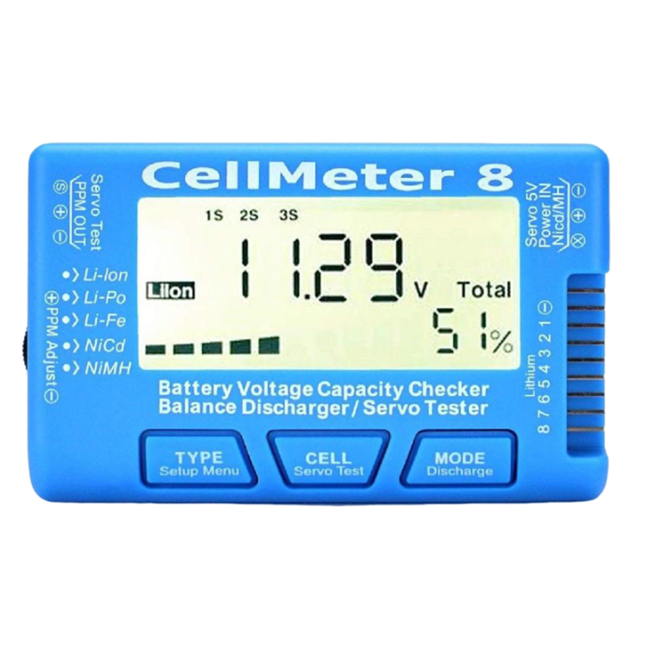 RC CellMeter8 1S-8S Battery Capacity Voltage Test Meter for LiPo Li-Lon ...