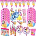 paper plates Disney Princess Theme Disposable Tableware Girl Birthday Party Decoration Paper Plates Cups Banner Kids Baby Shower Favors SetParty Tableware. 