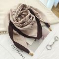 【Lumba】Magnetic buckle silk scarf autumn and winter women's small square scarf warm and cold-proof Korean scarf scarf decoration fashionable and versatile. 