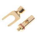 4Pcs U/Y Spade Gold Plated Banana Plug Audio Speaker Cable Connector Adapter. 