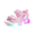 【hot】 2024 Summer New Baby Girls Led Light Sandals Cute Hello Kitty Children's Casual Shoes Anti-Slip Kids Beach Shoes Outdoor Shoes. 