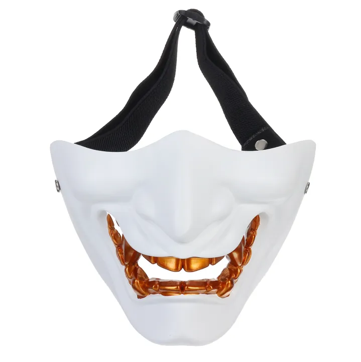 3 Colors Optional Fun Half Face Mask Resin Cosplay Samurai Halloween Party Festival Ideal Mask