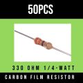 50Pcs / 20Pcs Resistors - 330 ohm Carbon Film Resistor 1/4 W Resistance 0.25 Watt 4 Color Band High Quality For DIY. 