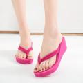 【BestGO】 Korean Sandals for Women Women's Solid Color Non-Slip Feet Flip-Flops High-Heeled Wedges Beach Sandals Women Casual Flat ShoeFashion Shoes Work. 