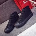 Work Shoes Versatile Flat Casual Canvas Shoes Work Lovers Shoes All Black Sports Men's Shoes Small Black Women's Shoes Student #. 