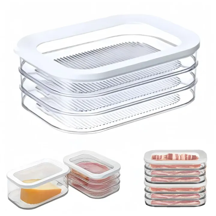 New Stackable Bacon Storage Container Transparent Sealed Ham And Cheese ...