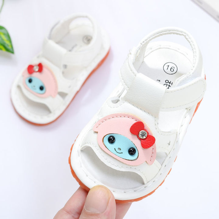 Summer Open Toed Girls' Shouting Sandals1-2Baby Girl's Ringing Toddler Shoes8Soft-Soled Baby Shoes Months12