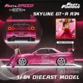 fast and furious cars PreSale FS 1:64 Skyline GTR R34 High Wing SUKI Pink Diecast Diorama Car Model Collection Miniature Carro Fast Speed. 