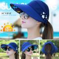 Summer Sun Hats Women Caps Wide Brim Hat Ladies Sun Visor Cap Anti Sun Protection Foldable Roll Up Floopy Hat for Beach, Travel, Outdoor. 