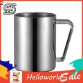 HelloWorld Water Cup Double Wall Insulated Stainless Steel Comfortable Grip Milk Drink Tumbler Household Supplies. 