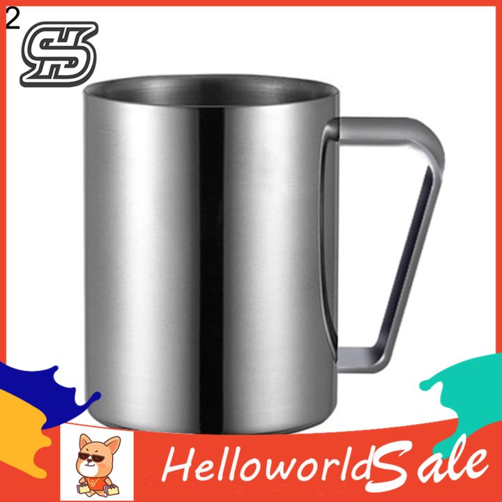 HelloWorld Water Cup Double Wall Insulated Stainless Steel Comfortable Grip Milk Drink Tumbler Household Supplies