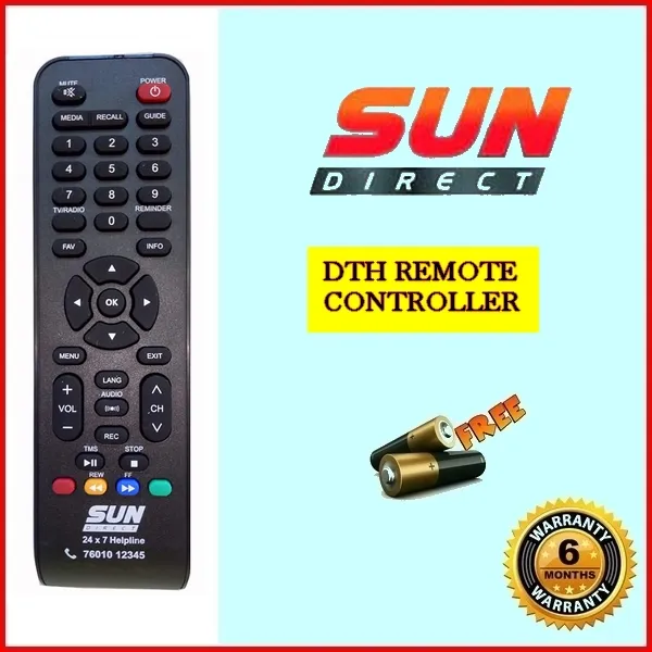 Sun_Direct HD SD Receiver Remote Controller & Free Batteries