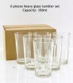 06 Pcs Heavy Glass Tumbler Set / Water Glass 350ml. 