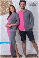 Series Couple Dark Grey Pink Side-by-Side Long T Long Sleeve Dress | AS2346. 