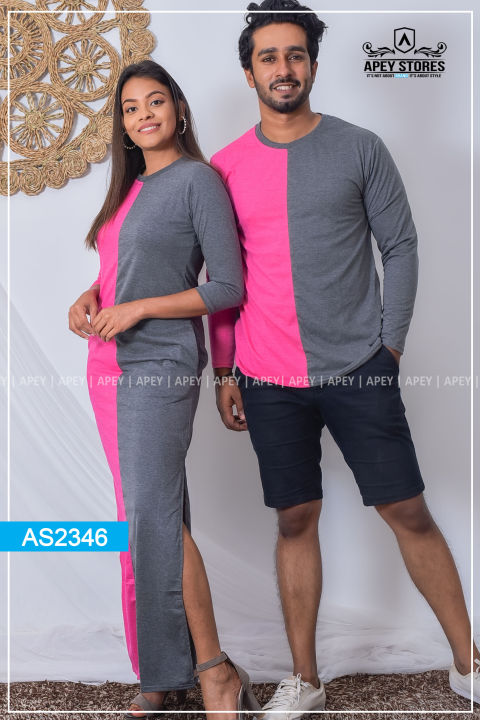 Series%20Couple%20Dark%20Grey%20Pink%20Side-by-Side%20Long%20T%20Long%20Sleeve%20Dress%20%7C%20AS2346%20-%20Image%202