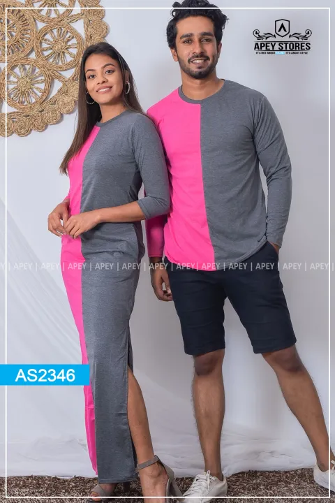Pink%20Color%20&%20Dark%20Ash%20Side%20by%20Side%20Couple%20Maxi%20T%20Long%20Sleeve%20Dress%20%7C%20AS2346%20-%20Image%202