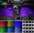 Car Interior Ambient Lights,4Pcs 12LED USB Plug-in RGB Multicolor Star Atmosphere Lights for Car Carpets Under Dash LED Accent Lighting Kit with Sound Active and Remote Control DC 5V. 