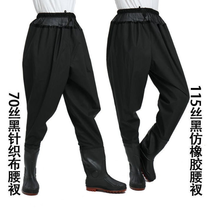 Thickened Half-Body Wader Waterproof Clothes Rain Pants Men's Fishing One-Piece Full Body Fishing Leather Water Fork Pants Water Pants Rain Boots