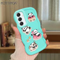 Hontinga for Samsung A16 Back Cover Cute Panda Pattern Luxury Phone Cover Soft Silicone Macaron Wave Mobile Case. 