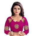 Women's Party Festive Wear Embroidered Fashion Poly Silk Saree with Unstiched Blouse Piece (Grey). 