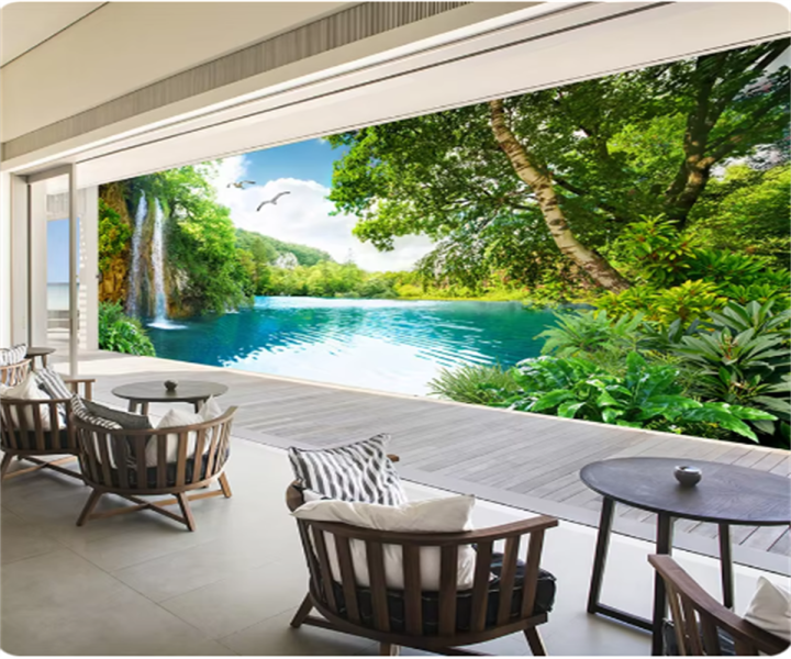 Custom 3D Wall Mural Wallpaper Home Decor landscape Mountain Waterfall ...