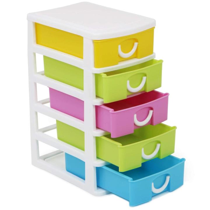 Mini Small Drawer 5 Layers In 1 Set Multicolor Plastic Storage Boxes for Medicine, Stationery Items, Cosmetics, Money, Jewelry & Other Small Items for Storing Purpose