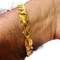 Premium Quality 22kt Guaranteed Gold Plated Men's Big 11MM Albert Bracelet gift items for boys. 