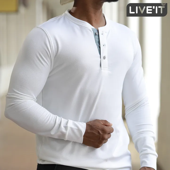 Liveit%20White%20Long%20Sleeve%20Henley%20T-Shirt%20-%20Image%202