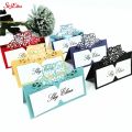 【HUT】 10Pcs 9*9Cm Laser Cut Conference Table Name Table Card Creative Wedding Guest Seat Table Card Personality Name Card 5Z. 