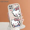 Hontinga for OPPO A15 A15S Back Cover Cute Shy Hello Kitty Pattern Ladder Soft Camera Protection Rubber Phone Case for Girls. 