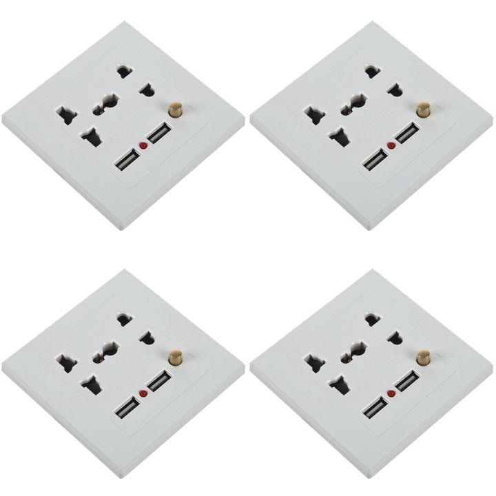 4X 2.1A Dual USB Wall Charger Socket Adapter Universial Power Outlet Panel wite Switch