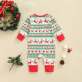 0-18M Christmas Infant Baby Girl Boy Romper SANTA BAGY Letter Elk Print Round Neck Long Sleeve Jumpsuit Costume Outfit. 