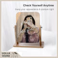 Wooden Desk Mirror High-Definition Portable Foldable Dressing Make Up Mirror 360 Degree Swivel Minimalistic Table Mirror Cermin. 