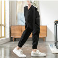 Cotton Linen Pants Men's Thin Summer Loose-Fit Tappered Trousers Korean Style Trendy Casual Summer Construction Site Linen Ankle Length Pants Men. 