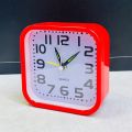 Square Simple Alarm Clock Battery Powered Time Clock Ornament for Home Bedroom Dormitory Party Background. 
