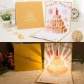 Birthday Surprise Musical and Light Musical Birthday Greeting Cards Led Creative Birthday Cake Postcards Hollow Paper Carving with Envelope Luxurious Foil Stamping Cards Birthday Gift. 