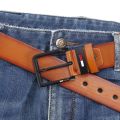 【HUT】 Men's PU Leather Alloy Pin Square Buckle Belt Businessleisure Belts 2023 Fashion Black Coffee Brown Waistbelts For Men. 