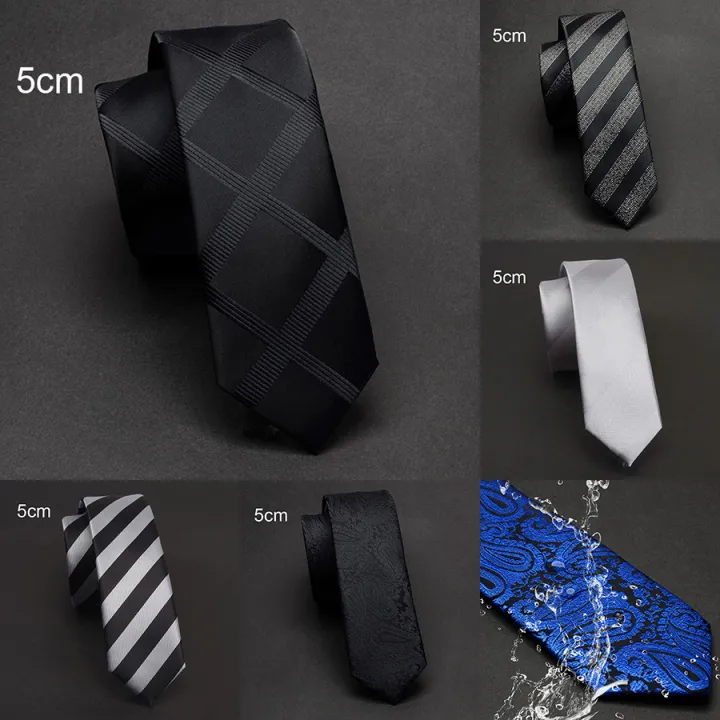 Ricnais 5cm For Man Blue Black Stirped Waterproof Necktie Paisley Men Skinny Neck For Wedding