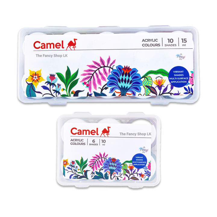 Camel Camlin Kokuyo Fabrica Acrylic Colours Fabric Paint Ultra (6 Color - 10ml / 10 Color - 15ml)