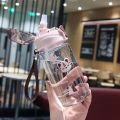 KECTTIO 550ML Kids Water Bottles With Straw Portable Leak-proof Seal School Water Cups Girl Drinking Kettles With Shoulder Strap. 