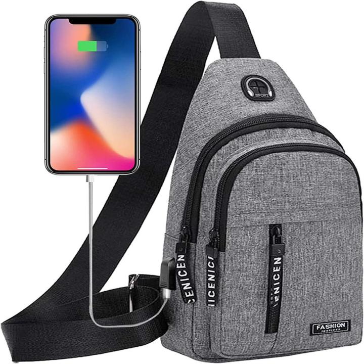 Crossbody Sling Bag, Waterproof Sling Backpack Bag with USB Charging Port, Multipurpose Shoulder Bag Travel Hiking Bag