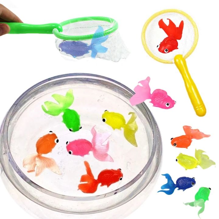 View of 1 Sets Mini Fish Baby Bath Toys Soft Rubber Simulation Goldfish Decor ...