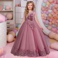 Summer Tulle Flower Girls Dress for Wedding Party Child Princess Pageant Long Gown Kids Dresses for Girls Formal Evening ClothesBasketball. 