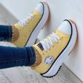 【FOOT SOFA】 Sneakers Women Shoes Pattern Canvas Shoe Casual Women Sport Shoes Flat Lace-Up Adult Zapatillas Mujer Chaussure Femme. 