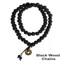 Feng Shui Coin Wooden Chain Black Wood Neckless for Men and Women Lucky Fengshui Chain Jewelry. 