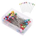 DRESSMAKER PINS-100Pcs/Box Colorful multicolor  Round Pearl Head Needles Stitch Straight Push Sewing Pins For Dressmaking DIY Sewing Tools Positioning. 